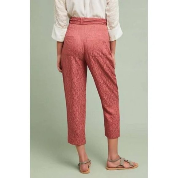 Anthropologie Ett:twa Womens Aubade Tie Waist Textured Cropped Pants Sz 6 - Picture 3 of 4